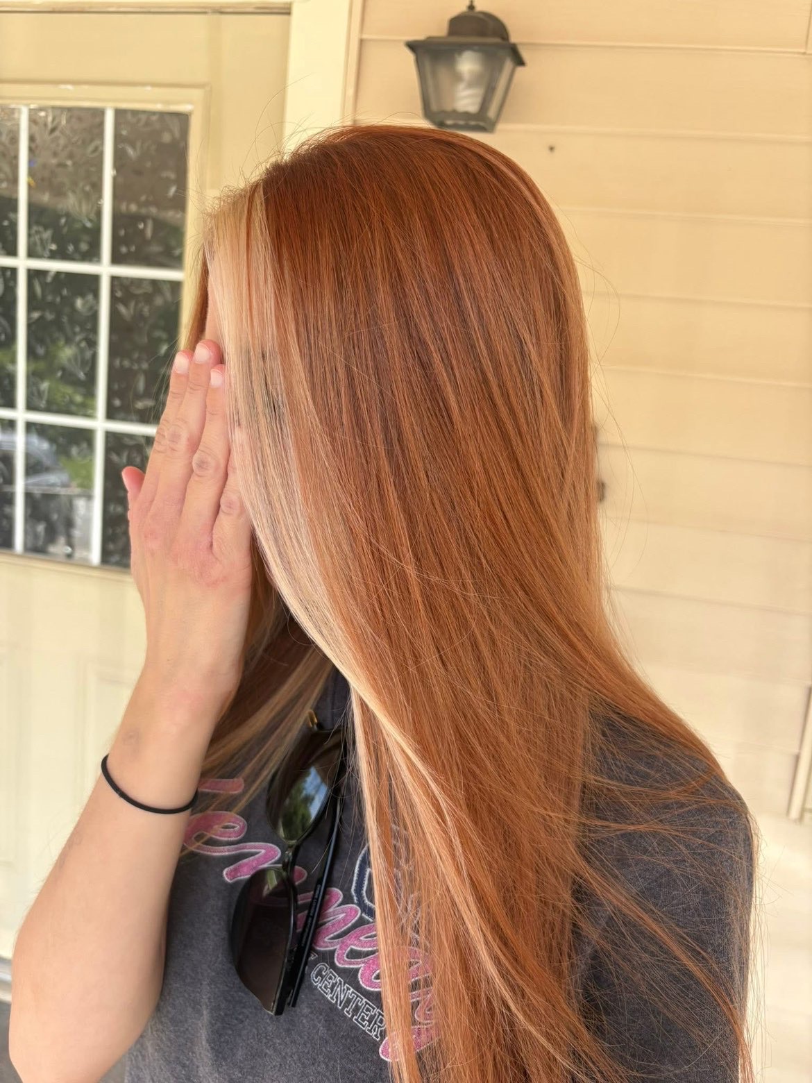 Glossy strawberry copper, sleek and shiny